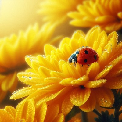 Ladybug on yellow flower