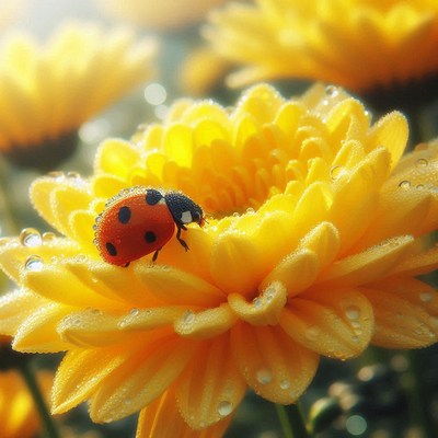Ladybug on yellow flower