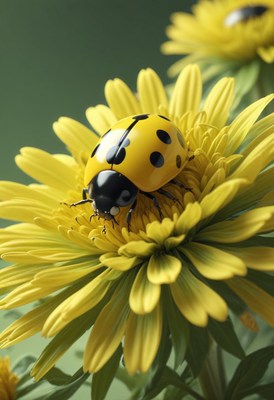 Ladybug on yellow flower