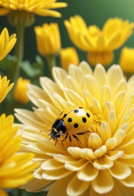Ladybug on yellow flower