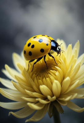 Yellow ladybug on a yellow flower