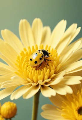 Ladybug on yellow daisy