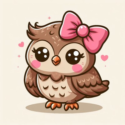Cute cartoon owl with bow