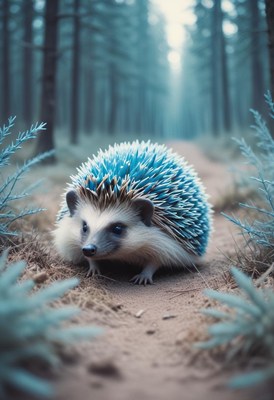 Blue hedgehog in forest