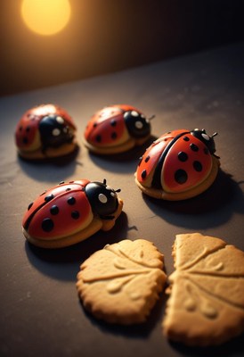 Ladybug cookies on a table