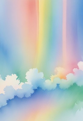 Watercolor rainbow clouds