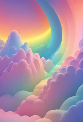 Colorful cloudscape with rainbow hues