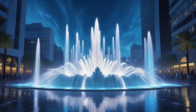 City fountain at night