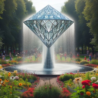 Diamond fountain in a park