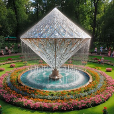 Diamond fountain in a garden