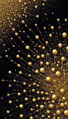 Golden bubbles on black background