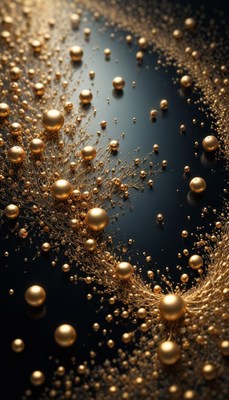 Golden spheres on black background
