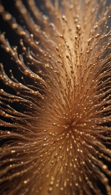 Golden droplets radiating outwards