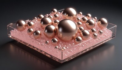 Rose gold spheres in glass tray