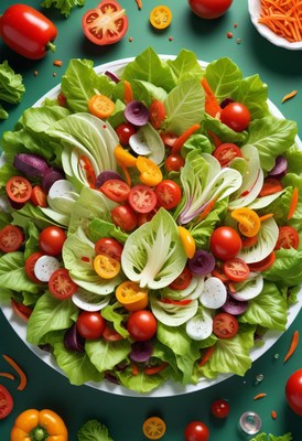 Colorful salad with cherry tomatoes and lettuce