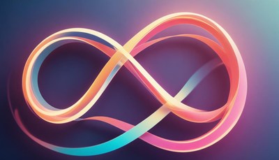 Colorful infinity symbol on purple background