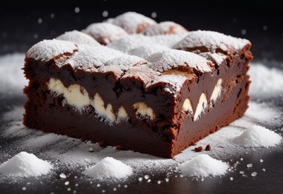 Chocolate brownie with white chocolate filling