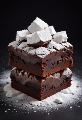 Chocolate brownies with powdered sugar