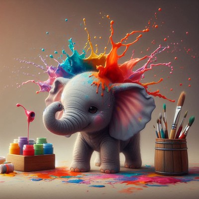 Colorful elephant painting
