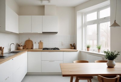 Modern kitchen with dining area