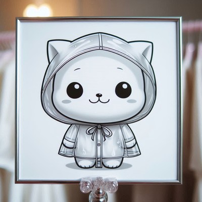 Cat in a raincoat illustration