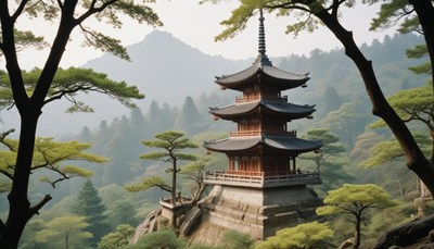 Pagoda on a mountainside