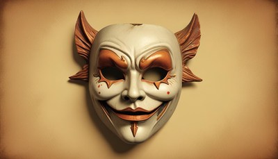 Creepy clown mask with horns