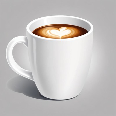 White mug with heart latte art