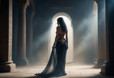 Woman in ancient temple