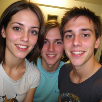 Three friends smiling for a photo