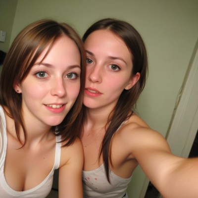 Two young women taking selfie
