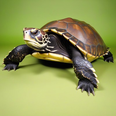 Turtle on green background