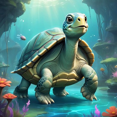 Sea turtle standing in water