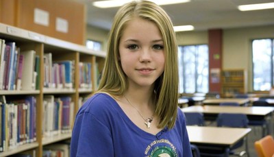 Young woman in a library