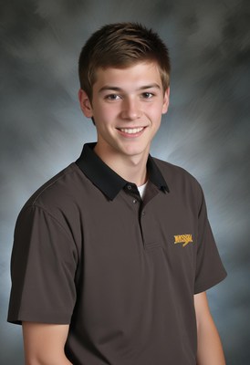 Young man in gray polo shirt