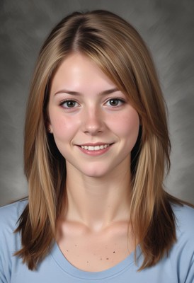 Young woman smiling in studio portrait
