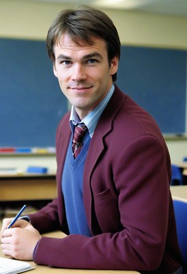 Teacher writing in classroom