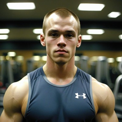 Muscular man posing in gym