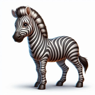 Cartoon zebra standing on white background