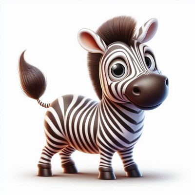 Cute cartoon zebra standing
