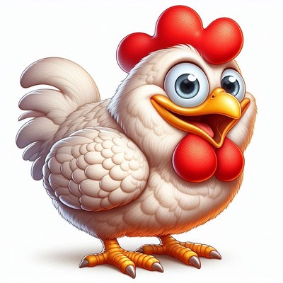 Cartoon white chicken smiling