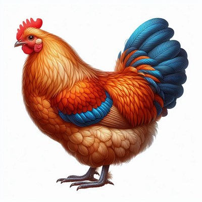 Golden and blue rooster