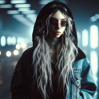 Woman with silver hair in urban setting