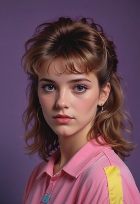 Woman with brown hair and pink shirt