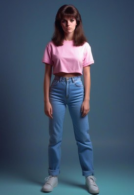 Woman in pink t-shirt and jeans