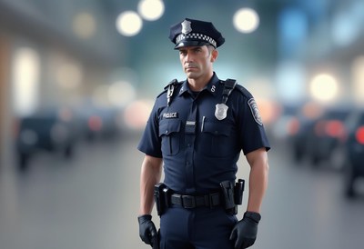 Police officer standing on duty