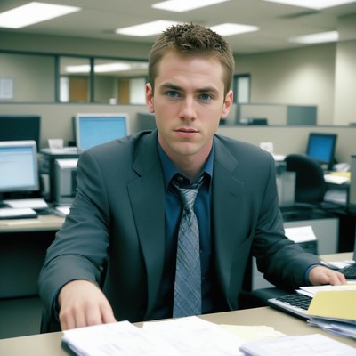 Businessman working at desk in office