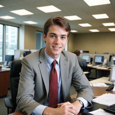 Businessman sitting at desk in office