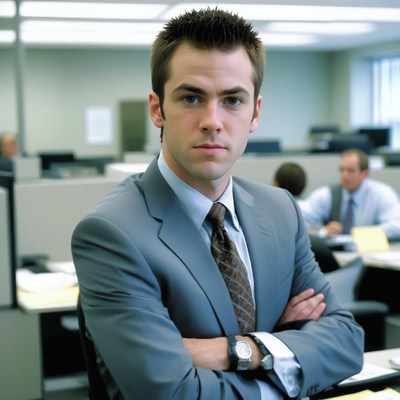 Businessman in office cubicle