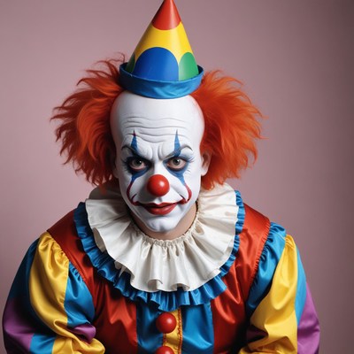 Clown with red hair and makeup